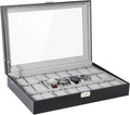 Uten Watch Box, 24 Slots Leather Watch Case, Watch Box Organizer Jewelry Storage with Large Glass Lid, Watch Display Case, Watch Box for Men & Women Gift