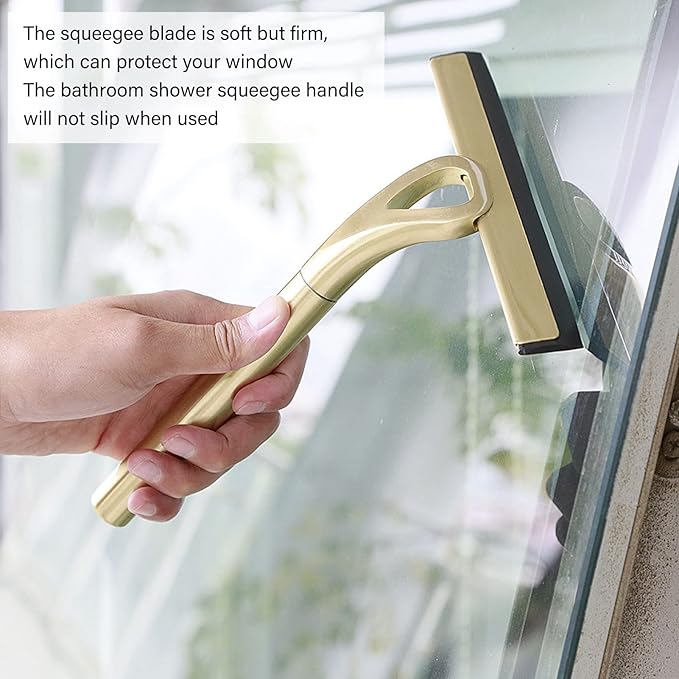 Moofey Shower Squeegee for Glass Doors, Stainless Steel Shower Squeegee, Window Cleaning Tools for Glass Doors Car Glass Bathroom Window Kitchen Mirror
