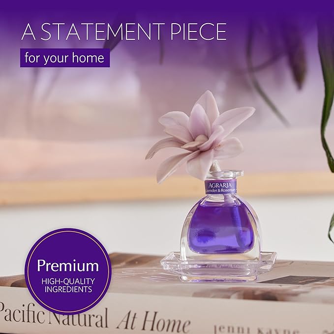 AGRARIA PetiteEssence Flower and Reed Diffuser Set, Hand Crafted Sola Flower Botanical Home Fragrance Set, Scented Oil Gift for All Occasions