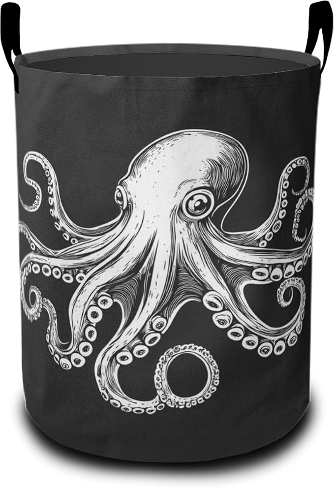 Laundry Basket, Cute Octopus Oxford Cloth Laundry Hamper With Handle Foldable Portable Clothes Storage Basket Storage Bag For Laundry Room/Bathroom/Bedroom/Dormitories