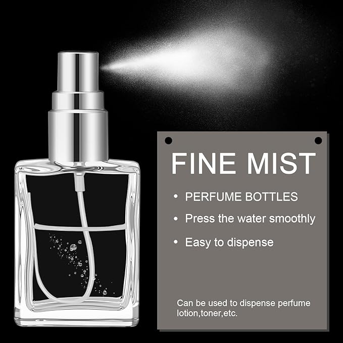 Domensi 60 Pcs 15 ml Glass Perfume Bottles Mini Glass Empty Spray Atomizer Bottles Bulk Refillable Perfume Dispenser Container with Pump Tool for Travel Skin Care(Black, Gold, Silver)