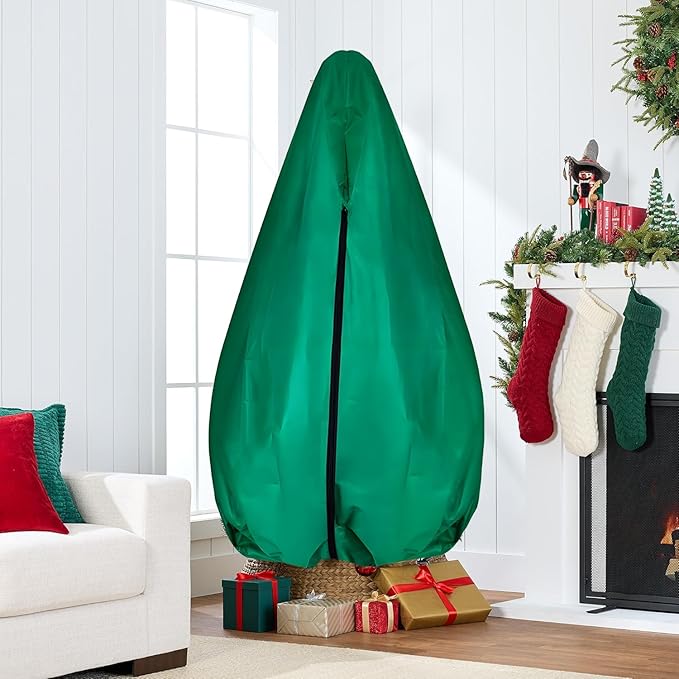 Christmas Tree Storage Bag, Upright Design, Fits Up to 6.5ft Tall Artificial Tree,Large Holiday Xmas Tree Cover Upright Tree Dustproof Bag with Zipper & Drawstring(Green,6.5ft)