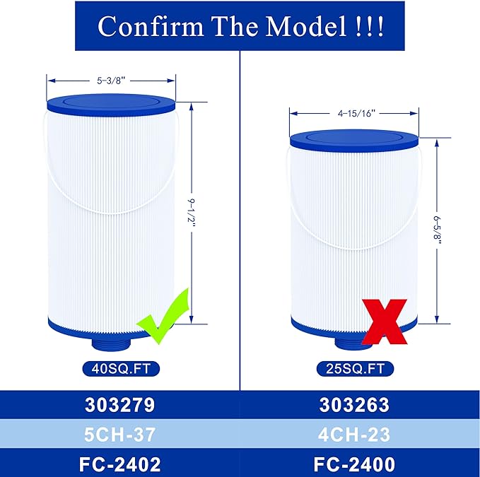 Cryspool® 2402 Filter Compatible with Watkins 303279(not 303263), FC-2402, Free Flow and Lifesmart Hot Tub Filter, 1 1/2" Finer Thread Spa Filter Cartridge, 2 Pack
