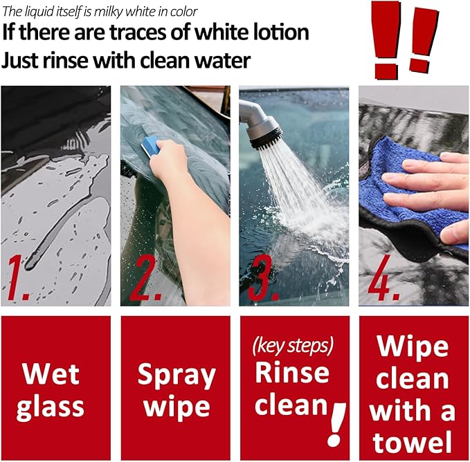 Mecarsee Car Windshield Oil Film Remover Spray - Helps Prevent Fogging & Rain-Repellent Glass Cleaner - Removes Grease, Water Spots & Road Grime - Interior & Exterior Use