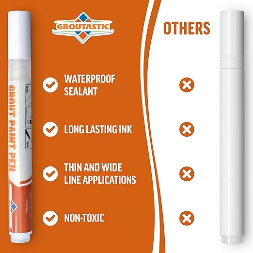 White Grout Paint Pen – Tile Grout Colorant & Sealer Marker, Quick-Dry, 3 Adjustable Tips (2-3 mm), Ideal for Bathroom, Shower, Kitchen Tiles – Restores Grout Lines