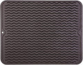 MicoYang Silicone Dish Drying Mat for Multiple Usage,Easy clean,Eco-friendly,Heat-resistant Silicone Mat for Kitchen Counter or Sink,Refrigerator or drawer liner Coffee L 16 inches x 12 inches