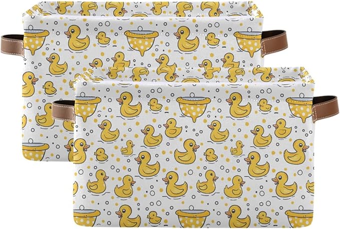ALAZA Yellow Duck Stylish Foldable Storage Box Storage Basket Organizer Bins with Handles for Shelf Closet Living Room Bedroom Home Office 2 Pack