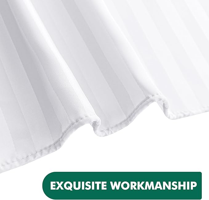 Biscaynebay Fabric Shower Curtain or Liner 72" X 72", White Water Repellent Damask Stripes Bathroom Curtains Machine Washable