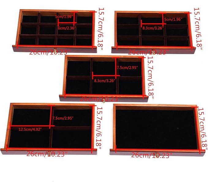 Eapmic Extra Large Four-Leaf Carved 6 Layers Wooden Jewelry Box Jewelry Case Cabinet Armoire Ring Necklacel Gift Storage Box Organizer (Brown)