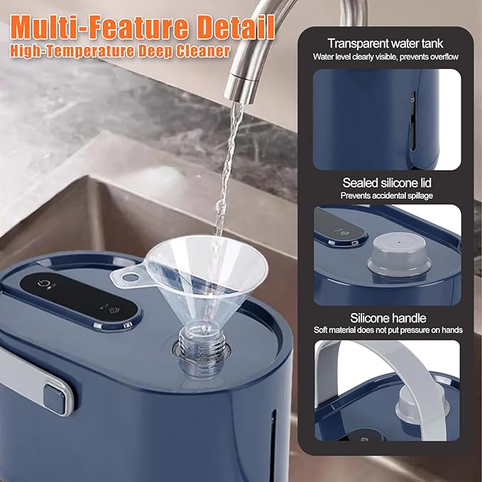 10-in-1 Multipurpose Steam Cleaner, Handheld Steamer for Cleaning Home & Auto Car, High Pressure Steam Cleaner for Grill Floor Window Upholstery Kitchen Bathroom - 1200W, Portable, Fast-Heating, Blue