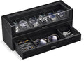 ProCase Wooden Watch Box for Men, Wood Watch Display Case Men's Jewelry Organizer Box with Drawer -6 Slot, Black