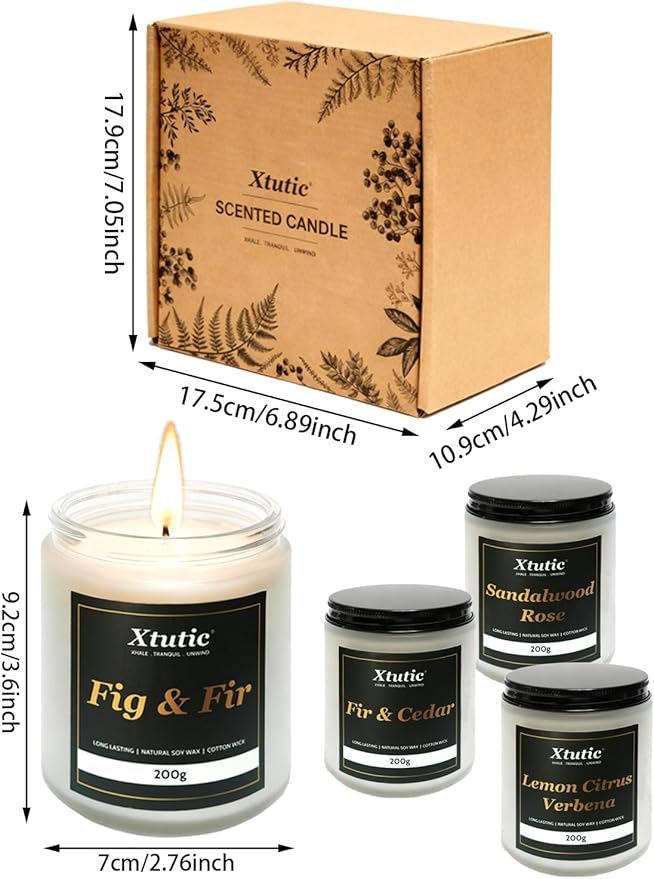 Scented Soy Candles Sets, 7oz in White Frosted Jar - 200-Hour Burn Time, Aromatherapy Candle for Home Decor, Cozy Gifts for Any Occasion,Ideal Gifts for Women