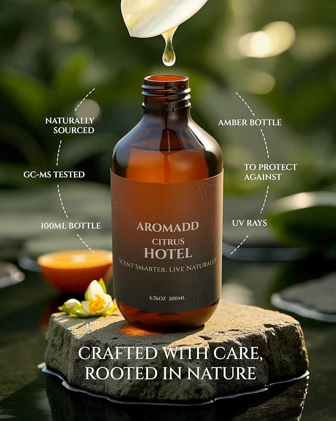 Citrus Hotel Diffuser Oil Inspired by Luxury Hotel Scent, Essential Oils for Waterless Diffuser, Luxury Lemon & Bergamot, Long-Lasting & Natural Home Fragrance - 6.76 fl oz (200 mL)