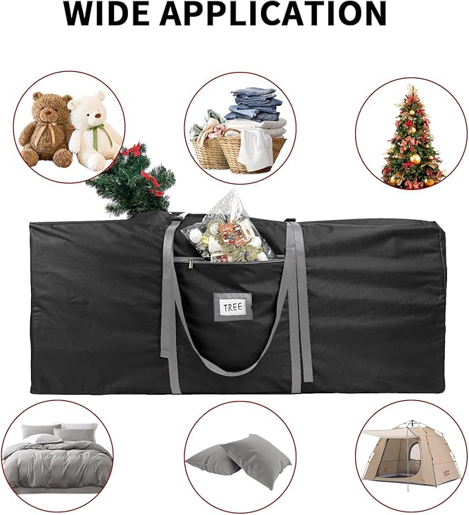Christmas Tree Storage Bag Extra Large Waterproof Heavy Duty Storage Containers, Fits Up to Tall 7.5 ft Xmas Artificial Tree, 600D Oxford Xmas Holiday Tree Bag with Reinforced Handles Dual Zipper