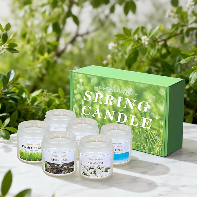 6 Pack Spring Candles for Home Scented, Scented Candles for Women Men, 21oz Natural Soy Wax Candle, Aromatherapy Candle Gifts Set for Birthday, Valentines Day, Anniversary