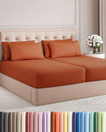 Split King 7 Piece Sheet Set - Comfy Breathable & Cooling - Soft Hotel Luxury Bedding Set with 8-16 Inch Deep Pockets - 1 Flat & 2 Fitted Sheet & 4 Pillowcases - Wrinkle Free & Easy Care - Terracotta
