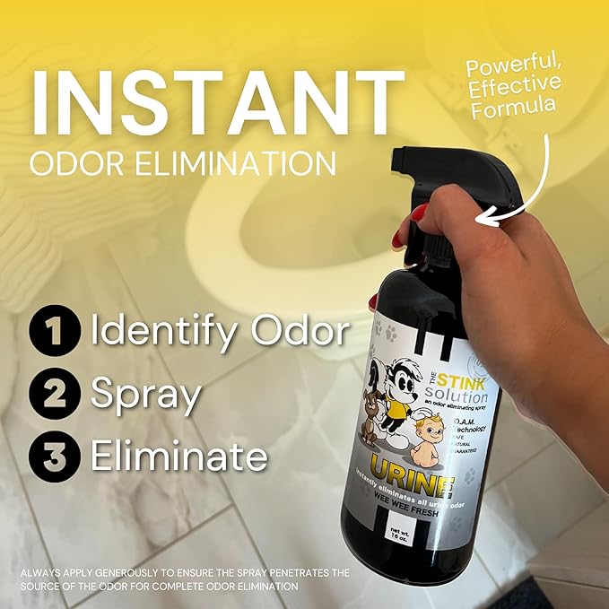 The Stink Solution Urine Odor Eliminator Spray Completely Removes Cat Urine, Dog Pee, & Human Urine Odor from Carpet, Mattress, Floors, Grass, Outdoor Turf, etc. - 1 16 oz, 1 4 oz (WeeWee Fresh)