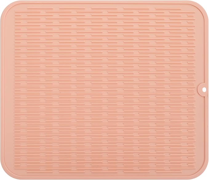 MicoYang Silicone Dish Drying Mat for Multiple Usage,Easy clean,Eco-friendly,Heat-resistant Silicone Mat for Kitchen Counter or Sink,Refrigerator or Drawer Liner Pink 2XL 24 inches x 18 inches