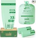 ECOLipak 33 Gallon Compostable Trash Garbage Bags, 50 Count (2 Rolls) Biodegradable Heavy Duty Large Outdoor Trash Bags for Lawn/Yard, US BPI ASTM D6400 and OK Compost Home Certified