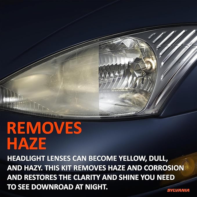 SYLVANIA Headlight Restoration Kit - Long-Lasting Headlight Repair Kit for Restoring to Like-New Condition - Surface Activator, Exclusive UV Coating, Clarifying Compound & More - No Tools Required