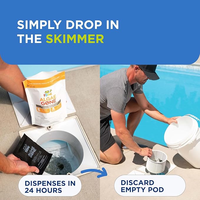 FROG Algae Gone - Dry Formula Algaecide Removes Green and Yellow Algae for Pools up to 30,000 Gallons - Pool Maintenance & Treatment - 3 Pods