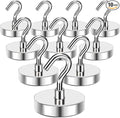 MIKEDE Magnetic Hooks Heavy Duty, 170LB+ Strong Neodymium Magnets with Hooks for Refrigerator, Large Magnetic Hooks with Epoxy Coating for Hanging, Home, Workplace - 10 Pack