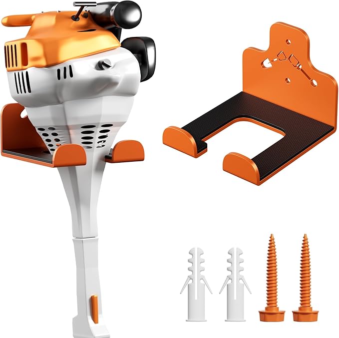 Garage Storage Trimmer Rack, Weed Whackers Holder Organizer Garden Power Tool Hanger Wall Mounted for Garage Trimmer, Hedge Trimmer, Grass Trimmer, Garden Tools,1 Pack(Orange)