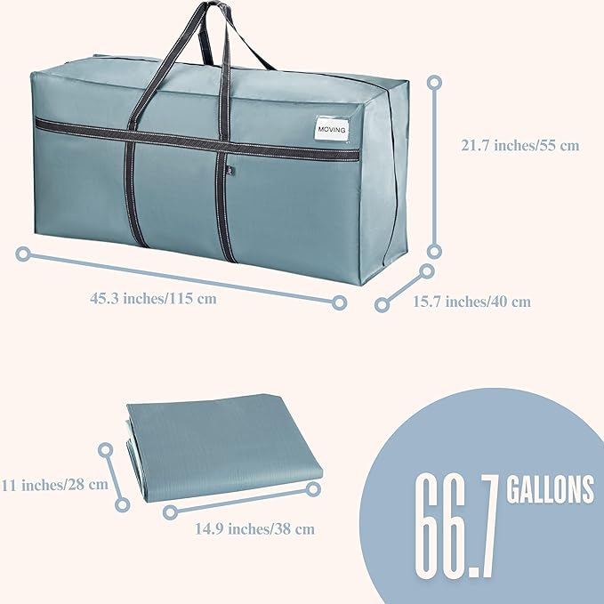 VENO 4 Pack Oversize Moving Bags for College, Heavy-Duty Storage Totes, Moving Boxes and Wardrobe Packing Supplies Alternative - Durable Laundry Bags for Clothes (Light Blue Matte, 4 Pack)