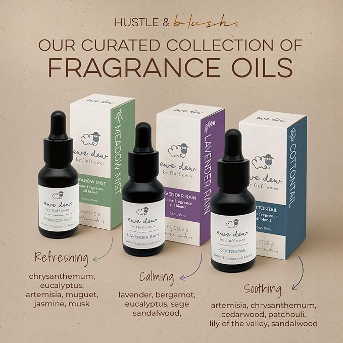 Hustle & Blush Essential Oils Blend for Dryer Balls, 15ml Cottontail, Natural Laundry Fragrance, Long-Lasting Fresh Scent, Ideal for Diffusers, Candle Making Holiday Gifts, Multi-Use for Home & DIY