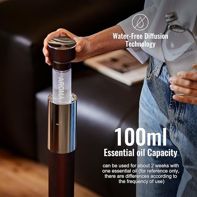 40-inch Large Waterless Essential Oil Diffuser, Luxury Hotel Diffuser, Cordless Rechargeable App Diffuser, Includes 120ml Essential Oils,2000Sq.Ft Coverage, for Home, Office, Spa, Hotel, Burgundy