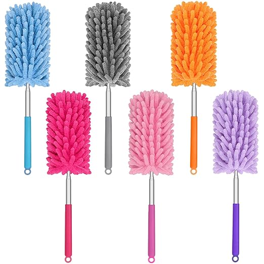 TIMIVO Mini Duster for Cleaning, 360° Bendable Hand Dusters with Extension Pole, Washable Small Duster for Car Interior, Office, Furniture