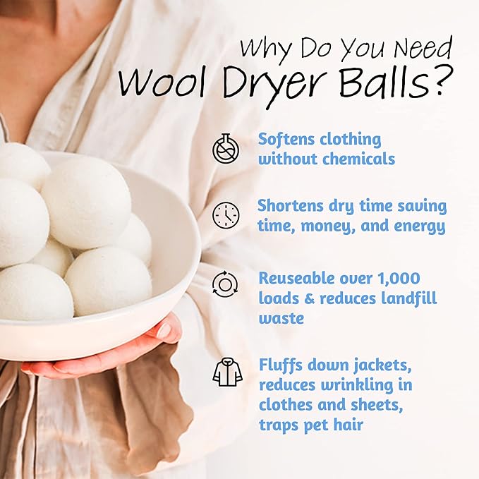 Wool Dryer Balls - Smart Sheep 8-Pack - XL Premium Natural Fabric Softener Award-Winning - Wool Balls Replaces Dryer Sheets - Wool Balls for Dryer - Laundry Balls for Dryer - Reusable Dryer Balls