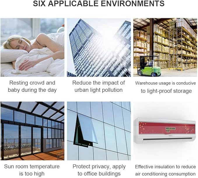 Window Film One Way Daytime Privacy Mirror Tint Treatments UV Heat Control Vinyl Stickers Sun Block Glass Paper Door Covering Reflective Static Cling (Black Silver, 23.6 Inch x 13.1 Feet)
