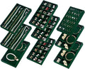 SPAKOWN Jewelry Drawer Organizer Inserts Set of 9, Jewelry Trays for Drawers Velvet Jewelry Organizer Tray Drawer Jewelry Organizers and Storage for Earring Ring Necklace Watch Bracelet (Green)