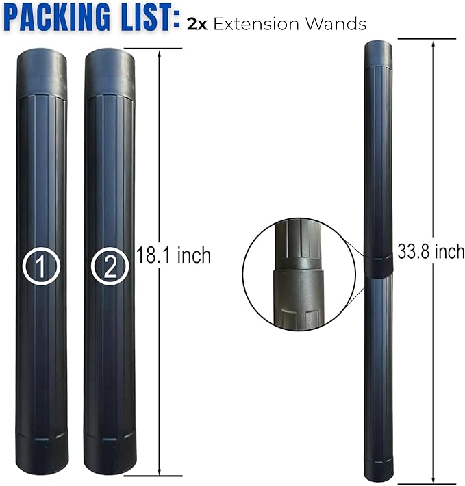 GHAMADE Vacuum Accessories & Attachments for Shop Vac 2-1/2'' - Vacuum Dust Brush & Extension Wand Compatible with Vacuums Using 2-1/4'' Inner Diameter Accessories (Extension Wands, 2-1/4'')