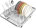 BTLATHA Sink Dish Drainer Rack, Expandable 304 Stainless Steel Dish Drying Rack Organizer with Stainless Steel Utensil Rack, Adjustable 15.35" to 20.47" Inside The Sink (up to 13 Upright Utensils).