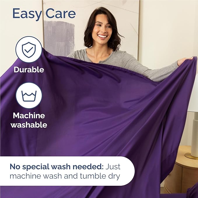 Twin XL 4 Piece Sheet Set - Comfy Breathable & Cooling - Ultra-Soft Hotel Luxury Bedding Set with 8-16 Inch Deep Pockets - 1 Flat & 1 Fitted Sheet & 2 Pillowcases - Wrinkle Free & Easy Care - Purple