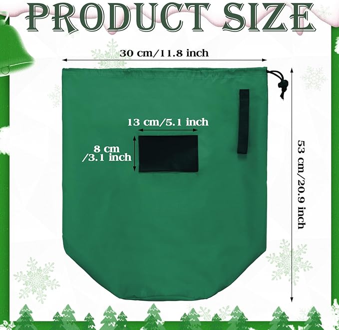 3 Pcs 21 x 12 Inch Christmas Inflatable Decorations Storage Bag with Blackboard Drawstring Waterproof Christmas Storage Containers for Holiday Xmas Ornaments Accessories Gift Organizer (Green)