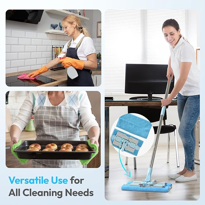 Tekswip Microfiber Cleaning Cloth 12"X12" 24 Pack Colour Lint Free Microfiber Towels for Cars-Extra Thick, Streak-Free, Fast Absorbent - Reusable Multi-Purpose Housekeeping Rags for Cars