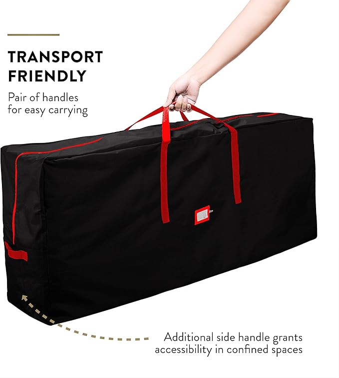 ZOBER 600D Oxford Fabric Large Christmas Tree Storage Bag - Fits 9 Ft Artificial Trees - Tear Proof Waterproof Christmas Tree Bag For Storage Box For Xmas - Strong, Durable Handles - Card Slot - Black