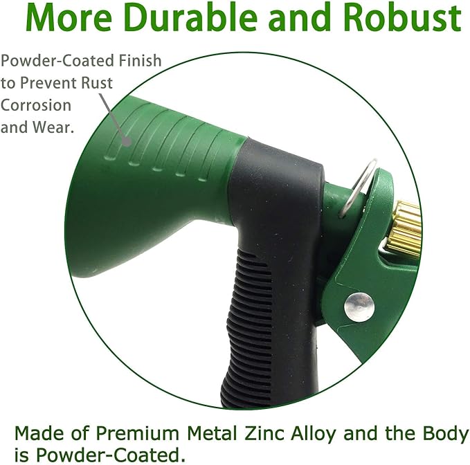 H2O WORKS Garden Hose Nozzle Heavy Duty Water Hose Nozzle with Adjustable Watering Patterns High Pressure Sprayer Nozzles, Pefect for Car Washing and Pets Showering