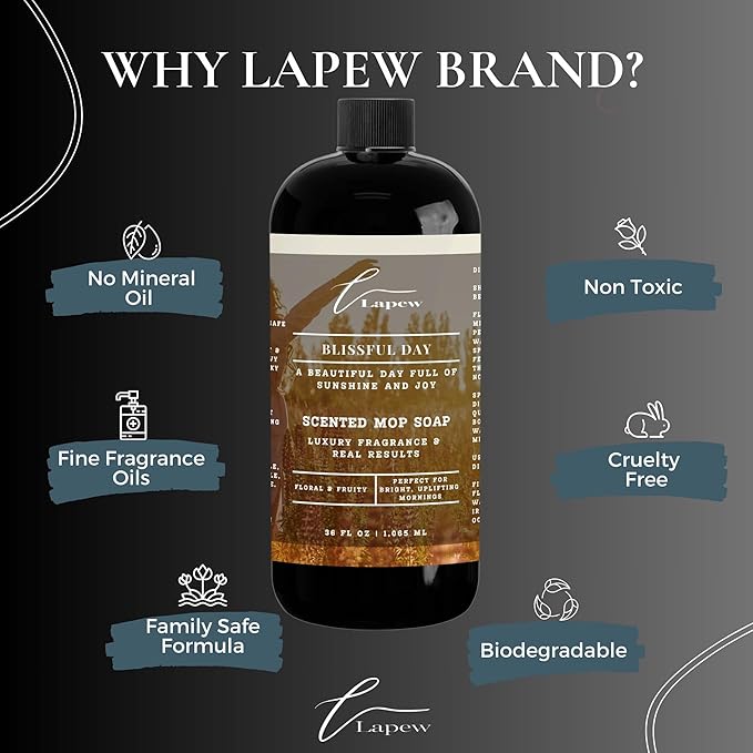 Lapew Blissful Day Scented Mop Soap Concentrate 36 oz | Premium Fragranced Floor Cleaner | Streak-Free | Hard Floor Cleaning Solution | Eco Friendly | Made in USA (Beautiful Day)