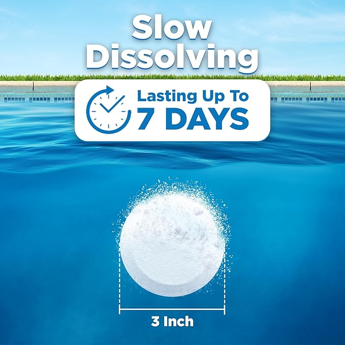 C3… 40 lbs. 3" Stabilized Chlorine Tabs for Swimming Pools | Easy to Use for Above Ground or Inground Pool | Slow Dissolving Individual Chlorinating Tablets | 40 Pound Bucket