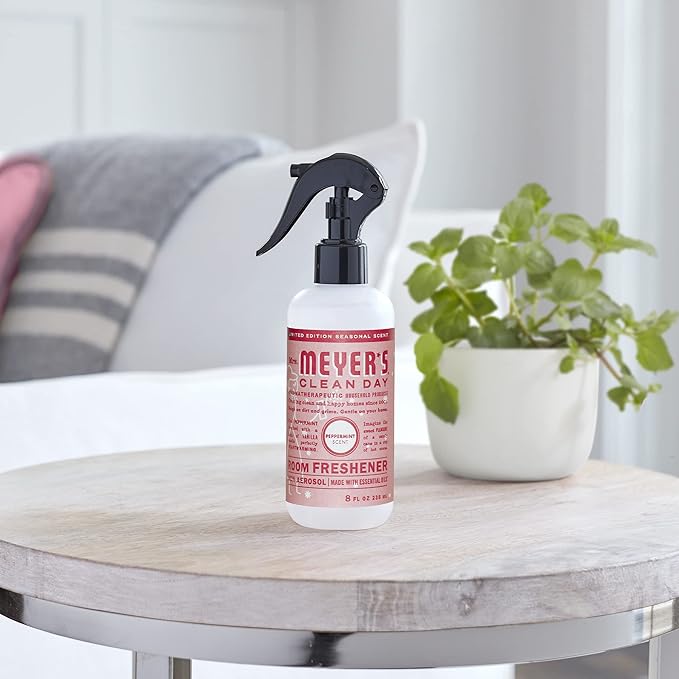 MRS. MEYER'S CLEAN DAY Room and Air Freshener Spray, Non-Aerosol Spray Bottle Infused with Essential Oils, Peppermint, 8 fl. oz