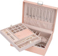 Jewelry Organizer Box Travel Jewelry Box Storage Organizer Case Earring Ring Necklace Box Large Travel Jewelry Case/PINK