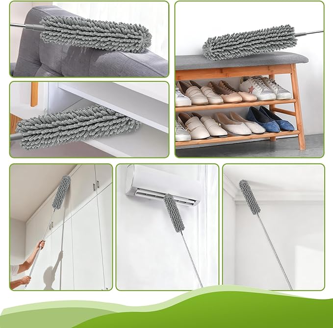 MimAuto 12-in-1 Professional Deep Cleaning System, 100-inch Extendable Duster with Under-Appliance Pads & Multi-Angle Heads for Ceiling Fans, High Ceilings, Blinds, and Gaps