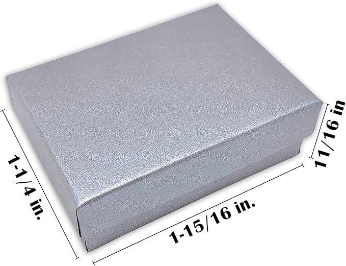 TheDisplayGuys - 100-Pack #10 Cotton Filled Cardboard Paper Jewelry Boxes Gift Case - Pearl Gray (1.9" x 1.3" x 0.7") - for Shipping or Storage