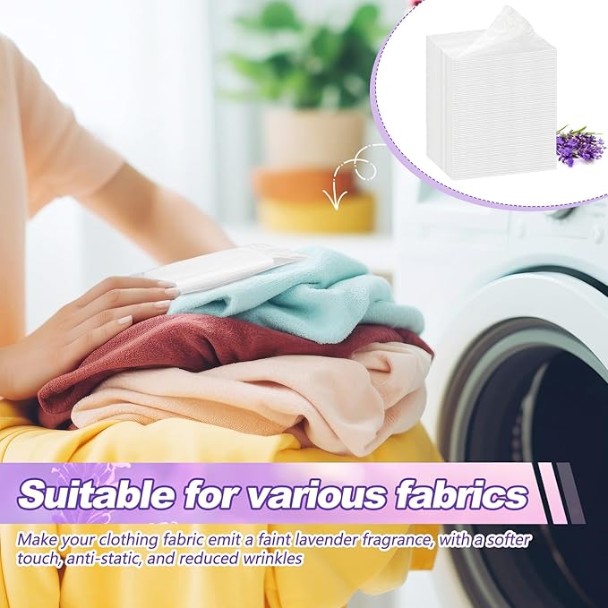 Heigble 600 Count Dryer Sheets Bulk Fabric Softener Lavender Scent Dryer Sheets Naturally Softens and Removes Static Cling, Ideal for Large Households, Sensitive Skin