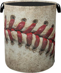 Retro Baseball Laundry Basket with Handles - Extra Large Foldable Hamper for Bathroom/Laundry/Bedroom/Dorm, Washable Fabric Storage Bin