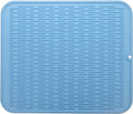 MicoYang Silicone Dish Drying Mat for Multiple Usage,Easy clean,Eco-friendly,Heat-resistant Silicone Mat for Kitchen Counter or Sink,Refrigerator or Drawer Liner Light Blue XL 18 inches x 16 inches